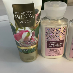 Pocket size bath and body works lotion and shampoo